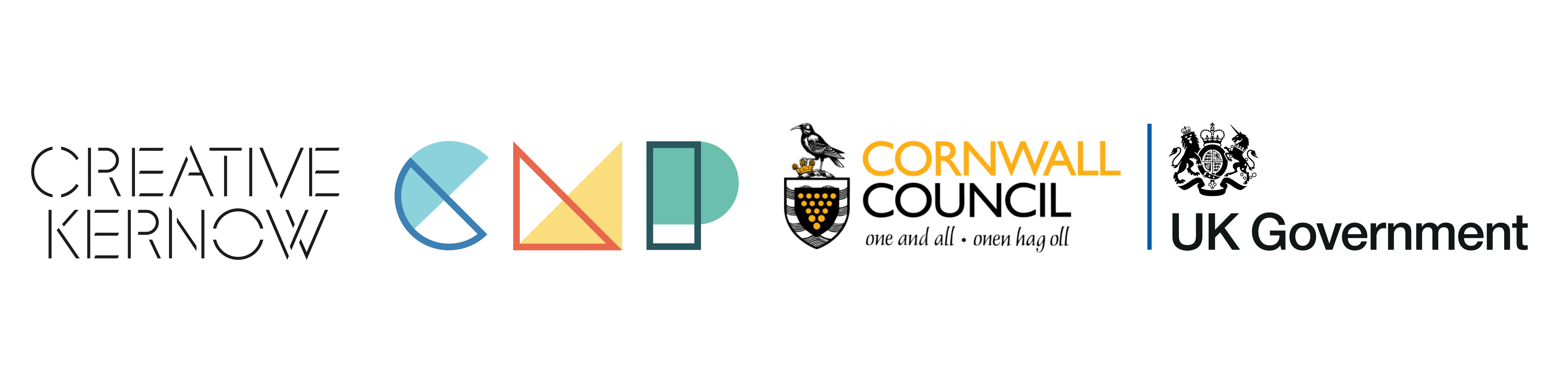 Funder Logos: Creative Kernow; CMP - Cornwall Museums Partnership; Cornwall Council; UK Government.